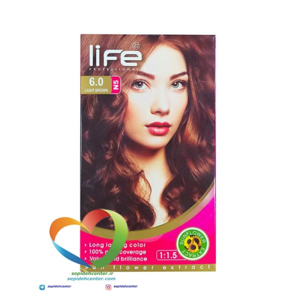 کیت رنگ موی لایف شماره 6 بلوند تیره طبیعی Hair Color Life Kit Dark Blonde 6.0