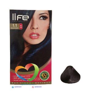 کیت رنگ موی لایف شماره 1.1 سرمه ای Hair Color Life Kit Blue Black 1.1
