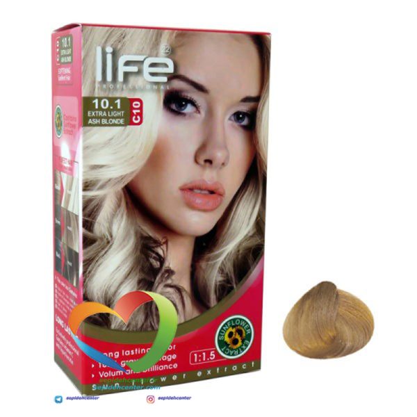 کیت رنگ موی لایف شماره 10.1 بلوند خاکستری فوق روشن Hair Color Life Kit Extra Light Ash Blonde 10.1