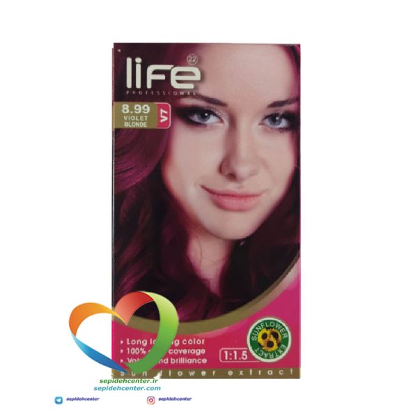 کیت رنگ موی لایف شماره 8.99 بلوند شرابی Hair Color Life Kit Blonde Violet