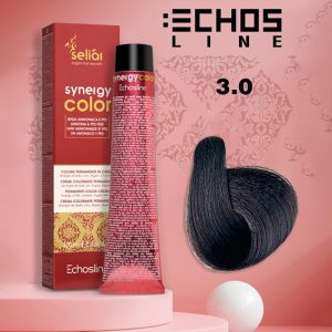 رنگ موی بدون آمونیاک قهوه ای تیره 3.0 سینرژی اچ اس لاین Hair Color ECHOSLINE Synergy Dark Brown