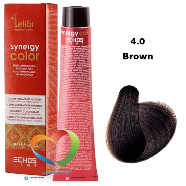 رنگ موی بدون آمونیاک قهوه ای 4.0 سینرژی اچ اس لاین Hair Color ECHOSLINE Synergy Brown