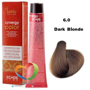 رنگ موی بدون آمونیاک بلوند تیره 6.0سینرژی اچ اس لاین Hair Color ECHOSLINE Synergy Dark Blonde