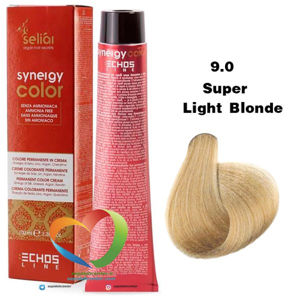 رنگ موی بدون آمونیاک بلوند خیلی روشن 9.0 سینرژی اچ اس لاین Hair Color ECHOSLINE Synergy Super Light Blonde