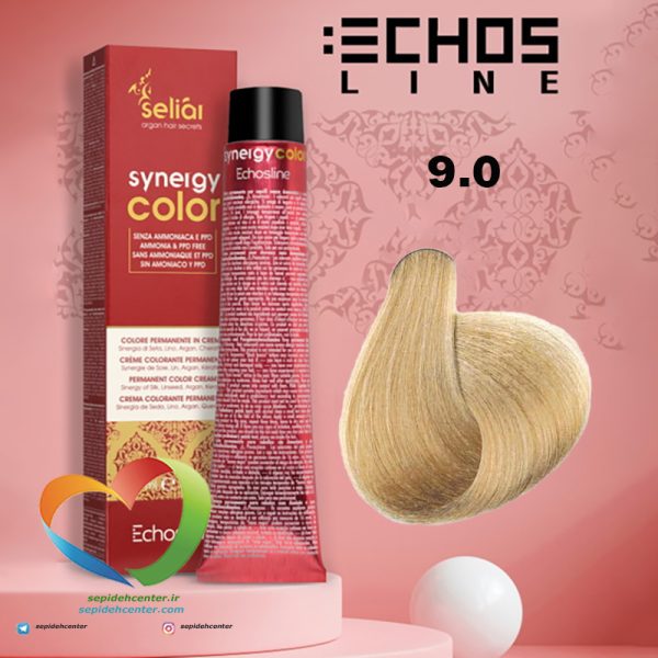 رنگ موی بدون آمونیاک بلوند خیلی روشن 9.0 سینرژی اچ اس لاین Hair Color ECHOSLINE Synergy Super Light Blonde