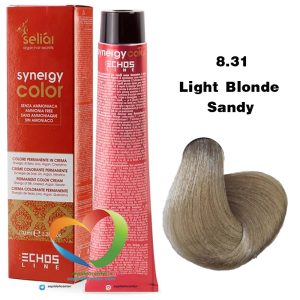 رنگ موی بدون آمونیاک بلوند شنی روشن 8.31 سینرژی اچ اس لاین Hair Color ECHOSLINE Synergy Light Blonde Sandy