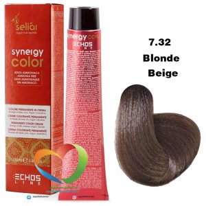 رنگ موی بدون آمونیاک بلوند بژ 7.32 سینرژی اچ اس لاین Hair Color ECHOSLINE Synergy Blonde Beige