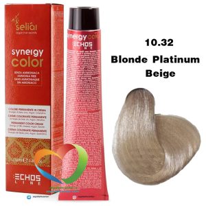 رنگ موی بدون آمونیاک بژ پلاتینه 10.32 سینرژی اچ اس لاین Hair Color ECHOSLINE Synergy Blonde Platinum Beige