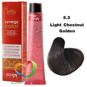 رنگ موی بدون آمونیاک قهوه ای طلایی روشن 5.3 سینرژی اچ اس لاین Hair Color ECHOSLINE Synergy Light Chestnut Golden