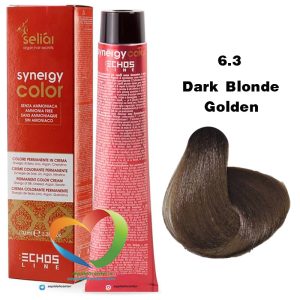 رنگ موی بدون آمونیاک بلوند طلایی تیره 6.3 سینرژی اچ اس لاین Hair Color ECHOSLINE Synergy Dark Blonde Golden