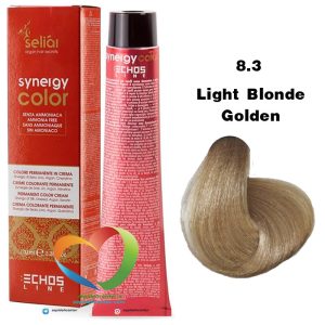 رنگ موی بدون آمونیاک بلوند طلایی روشن 8.3 سینرژی اچ اس لاین Hair Color ECHOSLINE Synergy Light Blonde Golden