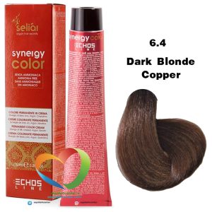 رنگ موی بدون آمونیاک مسی تیره 6.4 سینرژی اچ اس لاین Hair Color ECHOSLINE Synergy Dark Blonde Copper