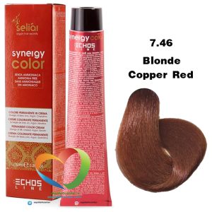 رنگ موی بدون آمونیاک بلوندمسی قرمز 7.46 سینرژی اچ اس لاین Hair Color ECHOSLINE Synergy Blonde Copper Red