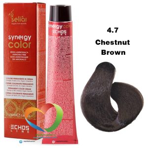 رنگ موی بدون آمونیاک بلوطی قهوه ای 4.7 سینرژی اچ اس لاین Hair Color ECHOSLINE Synergy Chestnut Brown