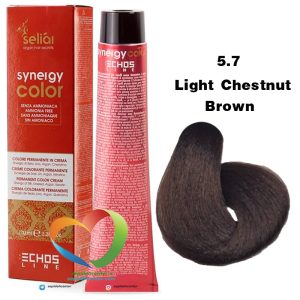 رنگ موی بدون آمونیاک بلوطی قهوه ای روشن 5.7 سینرژی اچ اس لاین Hair Color ECHOSLINE Synergy Light Chestnut Brown