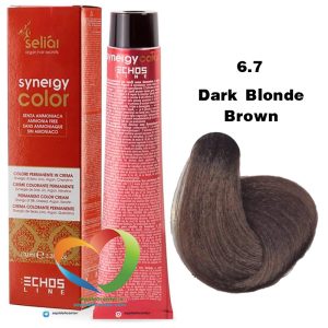 رنگ موی بدون آمونیاک بلوند قهوه ای روشن 6.7 سینرژی اچ اس لاین Hair Color ECHOSLINE Synergy Dark Blonde Brown