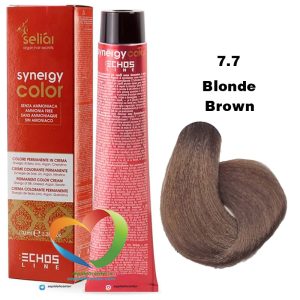 رنگ موی بدون آمونیاک بلوند قهوه ای 7.7 سینرژی اچ اس لاین Hair Color ECHOSLINE Synergy Blonde Brown