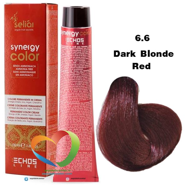 رنگ موی بدون آمونیاک بلوند قرمز تیره 6.6 سینرژی اچ اس لاین Hair Color ECHOSLINE Synergy Dark Blonde Red