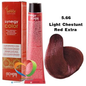 رنگ موی بدون آمونیاک بلوطی قرمز تند روشن 5.66 سینرژی اچ اس لاین Hair Color ECHOSLINE Synergy Light Chestnut Red Extra