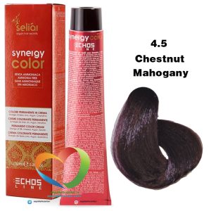 رنگ موی بدون آمونیاک قهوه ای ماهگونی 4.5 سینرژی اچ اس لاین Hair Color ECHOSLINE Synergy Chestnut Mahogany