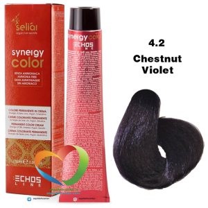 رنگ موی بدون آمونیاک قهوه ای بنفش 4.2 سینرژی اچ اس لاین Hair Color ECHOSLINE Synergy Chestnut Violet