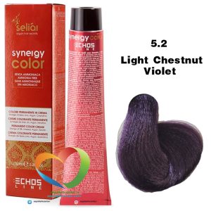 رنگ موی بدون آمونیاک قهوه ای بنفش روشن 5.2 سینرژی اچ اس لاین Hair Color ECHOSLINE Synergy Light Chestnut Violet