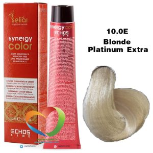 رنگ موی بدون آمونیاک بلوند پلاتینه قوی 10.0E سینرژی اچ اس لاین Hair Color ECHOSLINE Synergy Blonde Platinum Extra