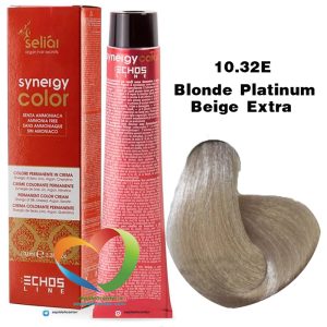 رنگ موی بدون آمونیاک بلوند پلاتینه بژ قوی 10.32Eسینرژی اچ اس لاین Hair Color ECHOSLINE Synergy Blonde Platinum Beige Extra