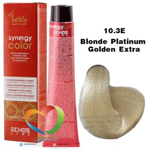 رنگ موی بدون آمونیاک بلوند پلاتینه طلائی قوی 10.3Eسینرژی اچ اس لاین Hair Color ECHOSLINE Synergy Blonde Platinum Golden Extra