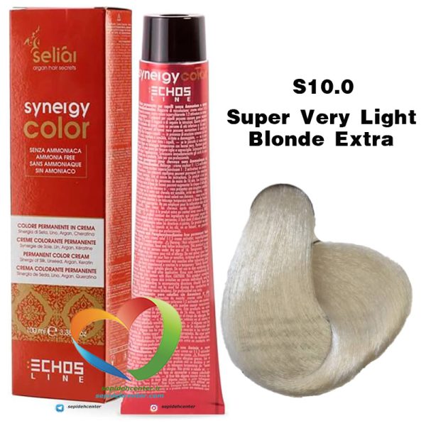 رنگ موی بدون آمونیاک بلوند خیلی خیلی روشن S10.0 سینرژی اچ اس لاین Hair Color ECHOSLINE Synergy Super Very Light Blonde Extra