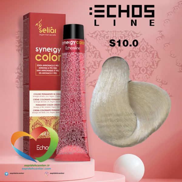 رنگ موی بدون آمونیاک بلوند خیلی خیلی روشن S10.0 سینرژی اچ اس لاین Hair Color ECHOSLINE Synergy Super Very Light Blonde Extra